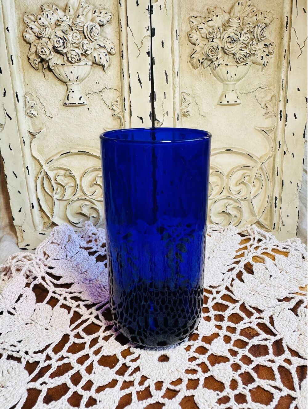 Vintage Cobalt Blue 16oz Libbey Tumbler Glass—RARE MCM/Y2K Aesthetic